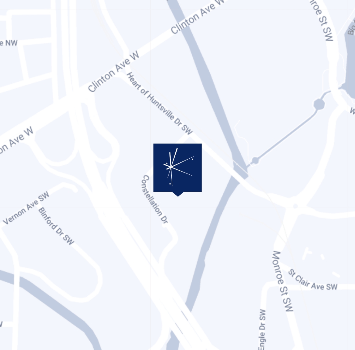 Map illustration showing location of Constellation apartments on Constellation Drive.